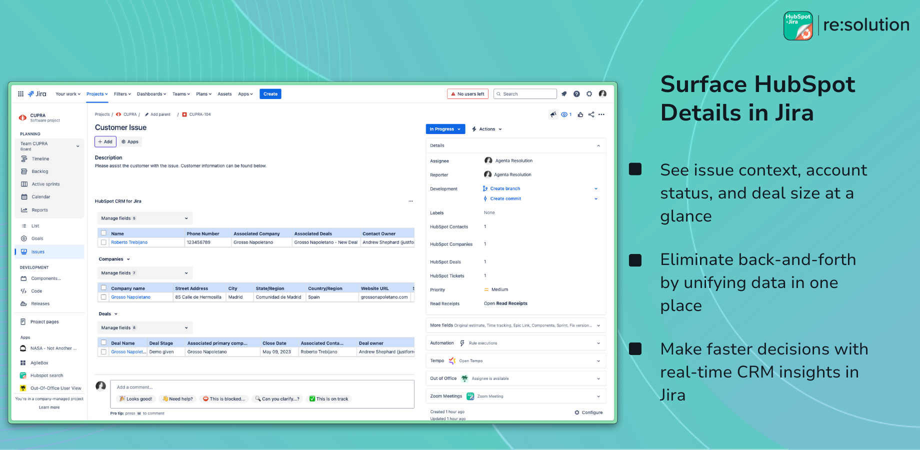 Centralize HubSpot Data in Jira