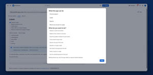 A list of what the app can do, reachable from every screen, written as tasks rather than features.