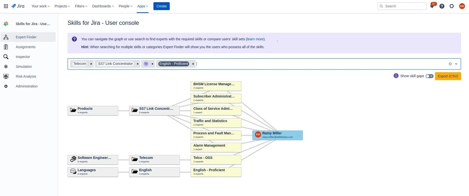 Expert Finder is a skill discoverability tool that allows anyone in your organization to easily find the colleagues they need based on the required combination of skills and knowledge.