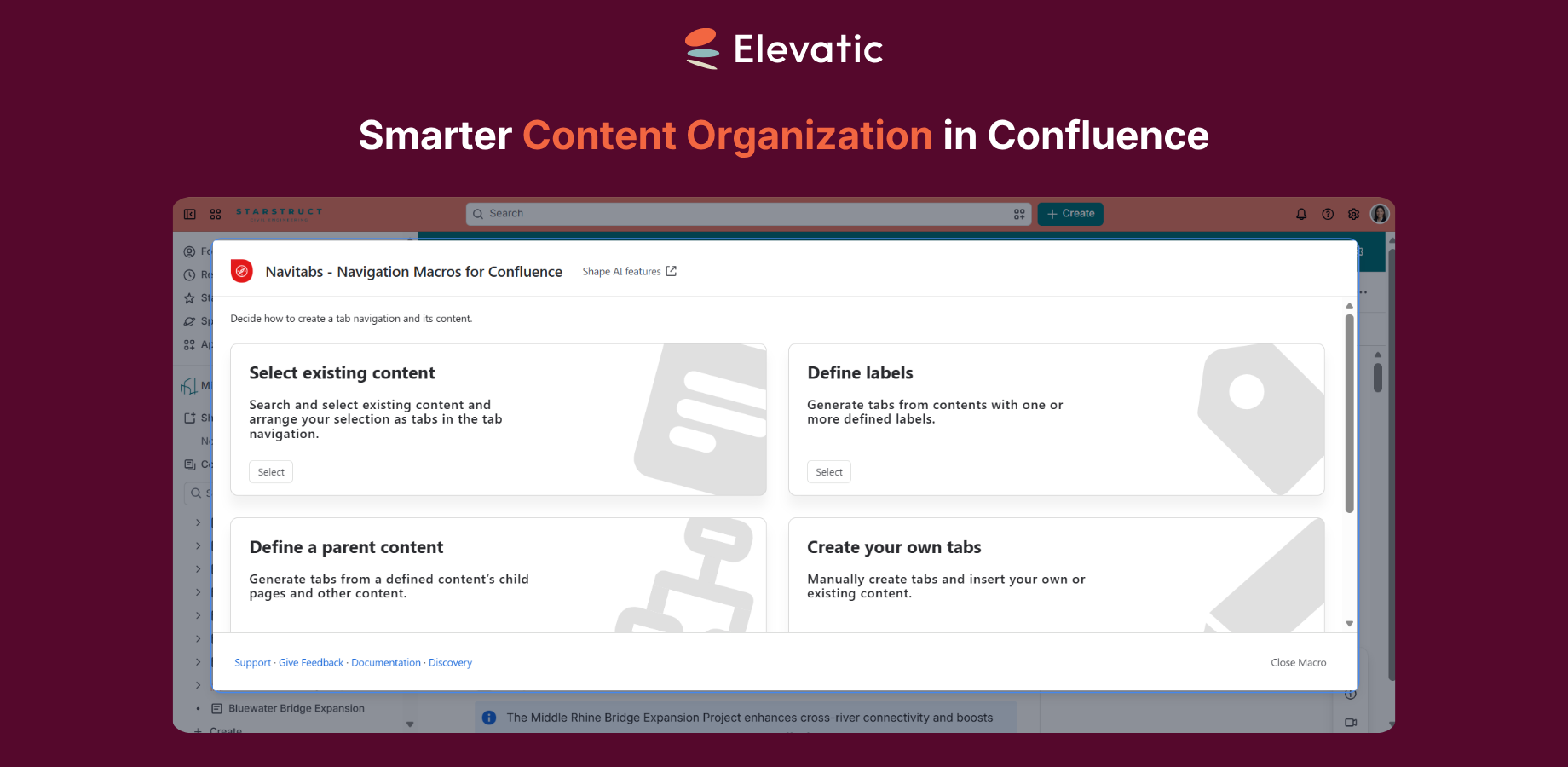 Quickly build Confluence custom or page-based tabs with ease.