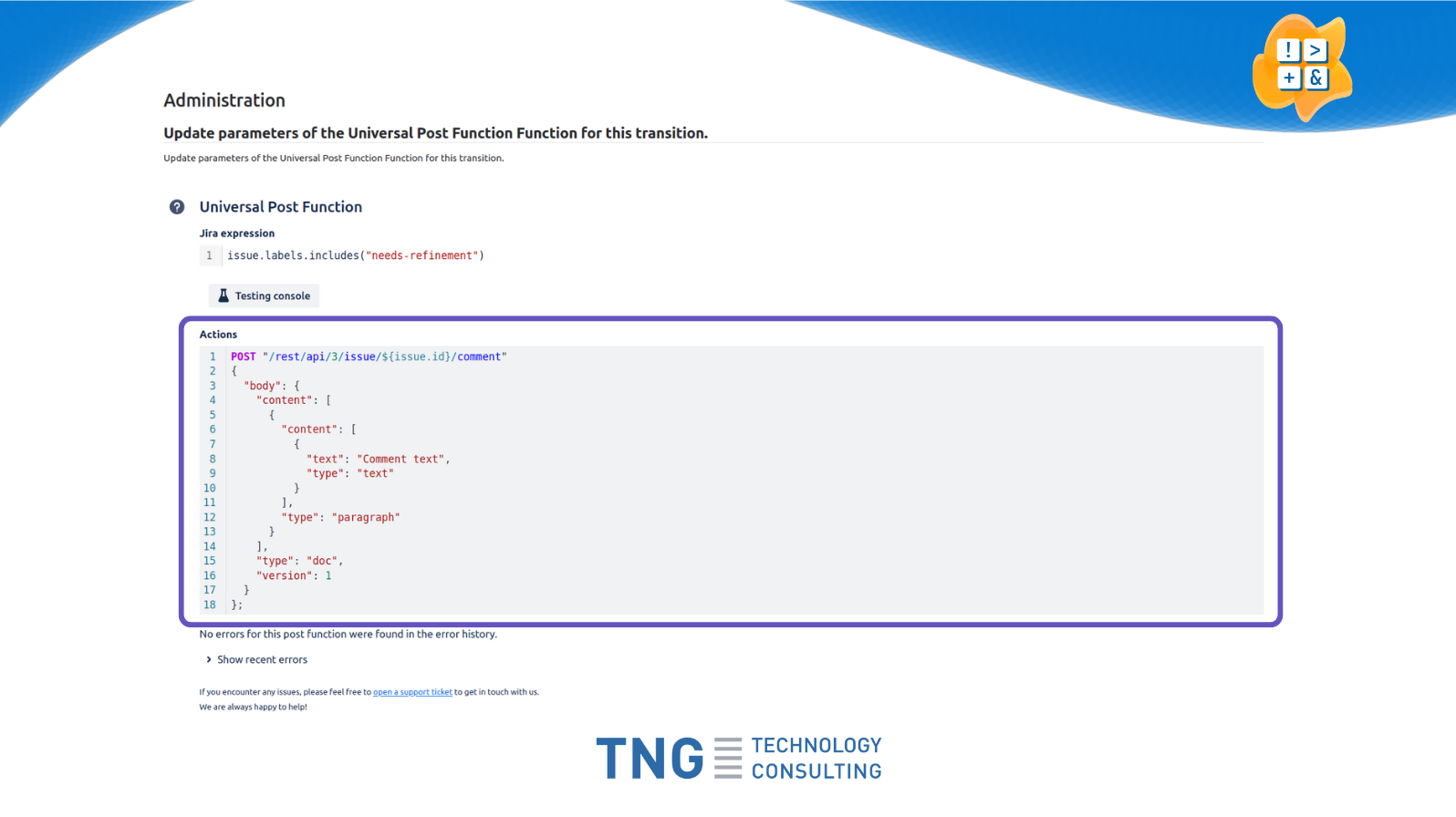Improve productivity by conditionally triggering any Jira REST API post transition.
