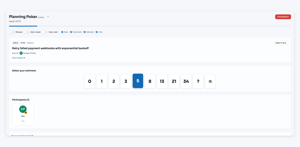 One board for the whole session — issues, participants, and live vote status in a single view