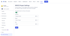 Select default values for a whole project. That will save you time and avoids wrong time entries.