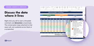 Discuss the data where it lives with threaded comments and @mentions