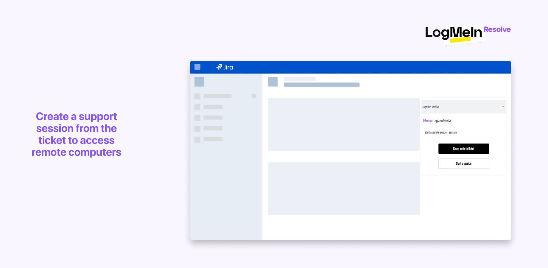 Create a support session from the ticket to access remote computers