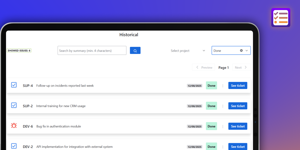 Issue history: search and filter all your work in seconds, with statuses and projects at a glance. Pin views, jump to details, and track progress—no email chasing or juggling multiple screens