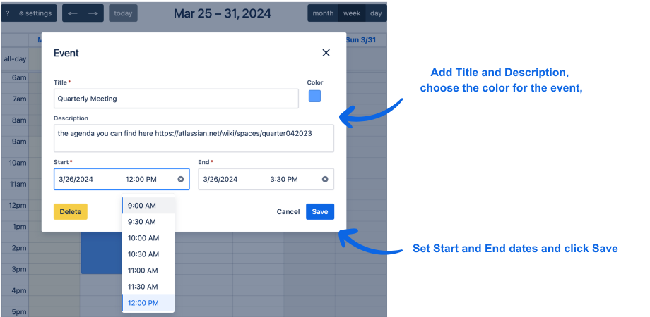 Add new events in just a few clicks