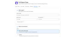 Move, archive or delete pages in bulk, always inside the chosen space.