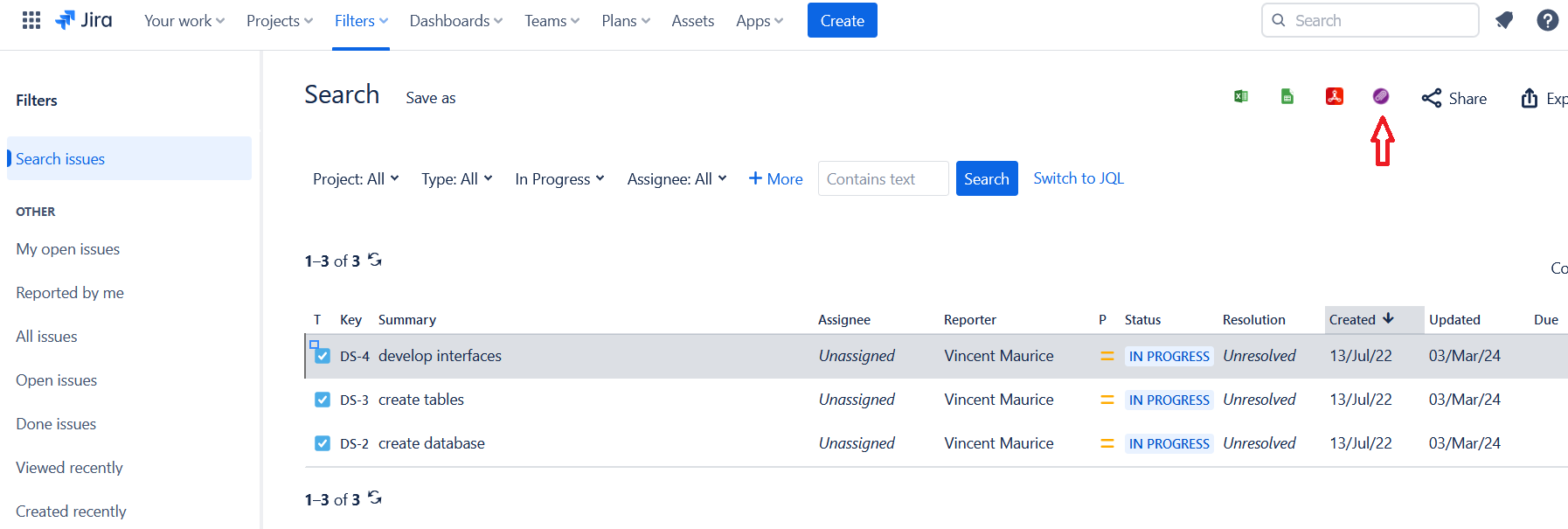 Open download modal