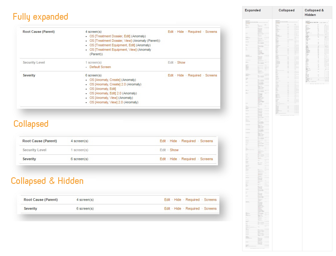 In these Field Administration screen, details are collapsed. Expand them only if needed. Feature available in "View Field Configuration", "View Custom Field" , "Configure Custom Field" & "View Screen" !