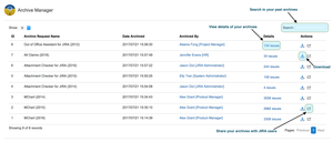 The Jira admin can use the Archive Manager to
* view the archives/snapshots
* define access control to authorised users to view selected archived issues/snapshot
* download them for sharing to other users