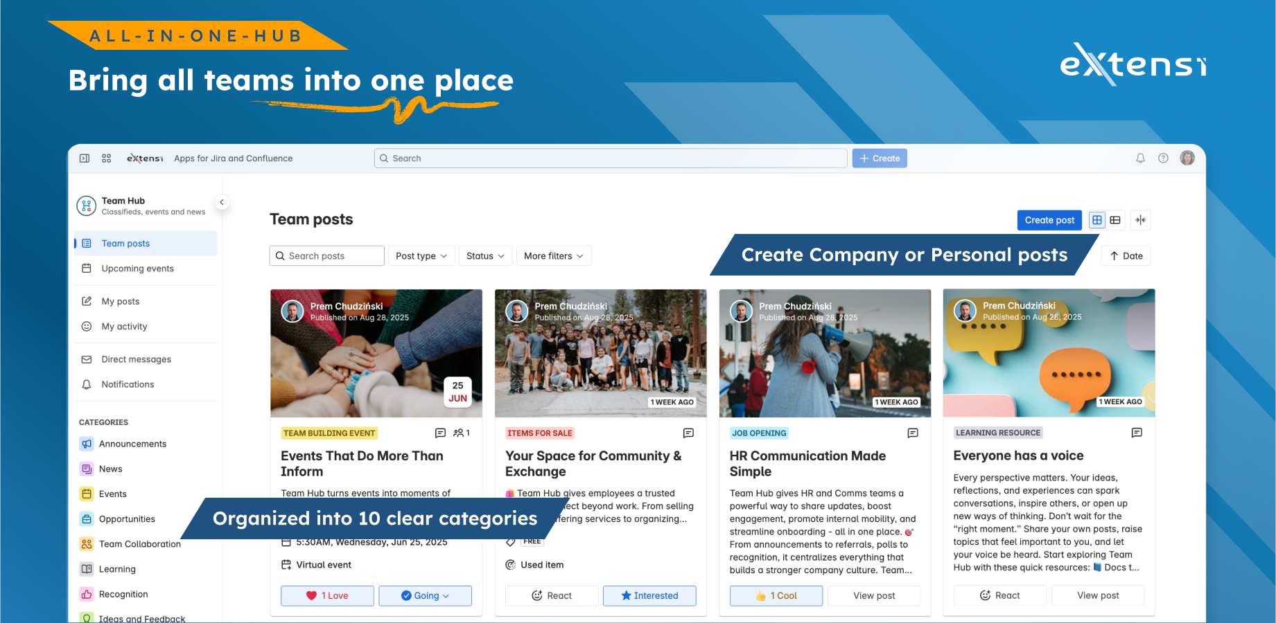 From HR updates to shout-outs, Team Hub brings every message into one interactive place - where teams already work.