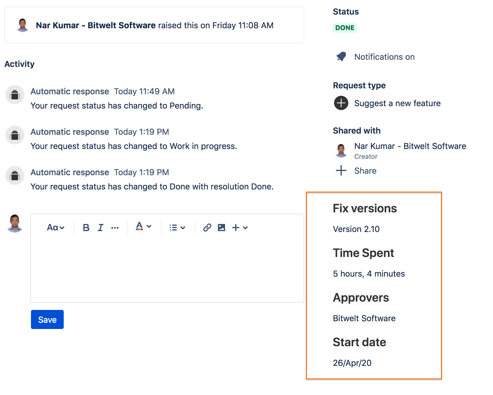 Enrich customer request with extra information