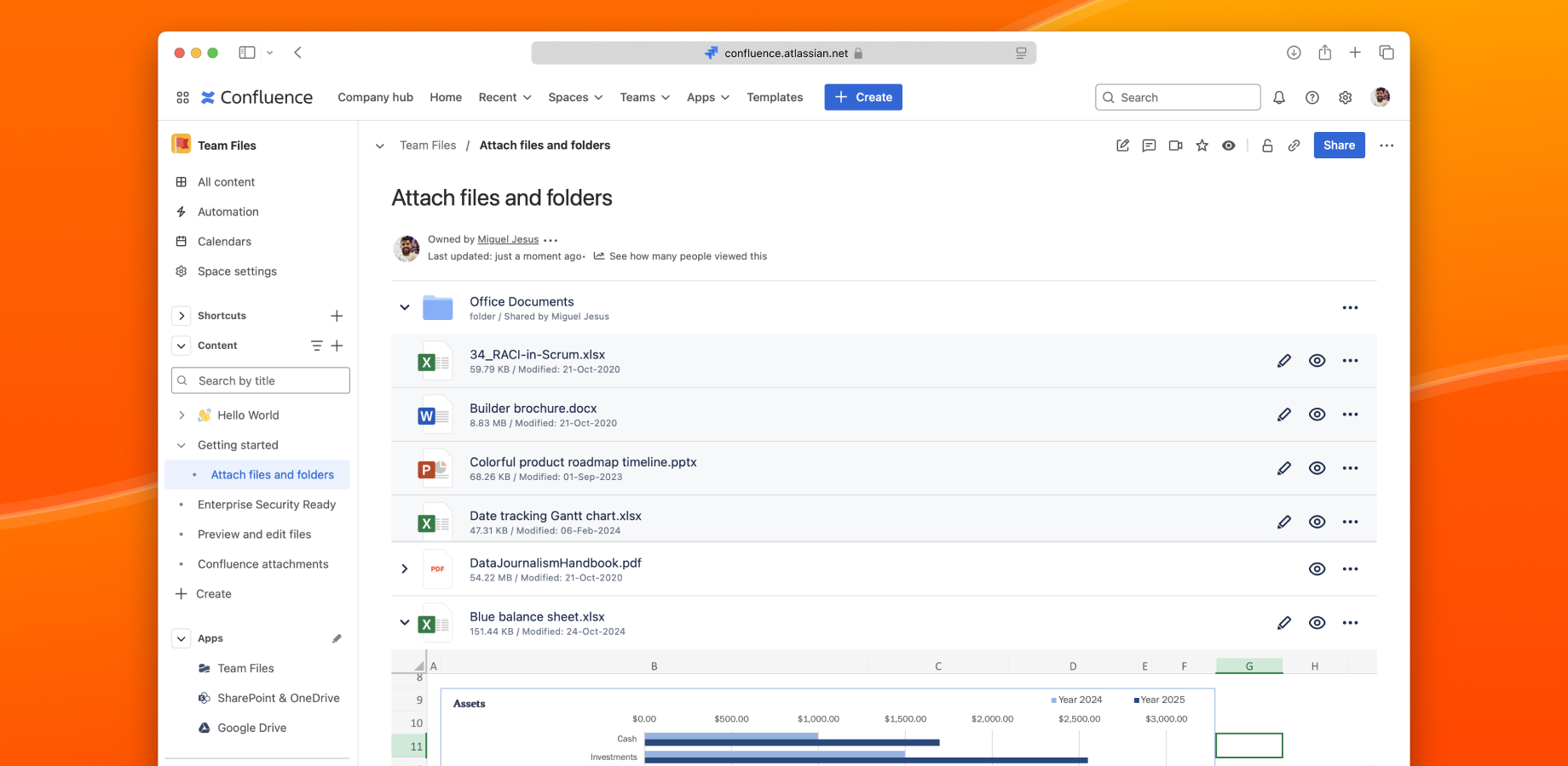 On-page file & attachment manager — embed folders
