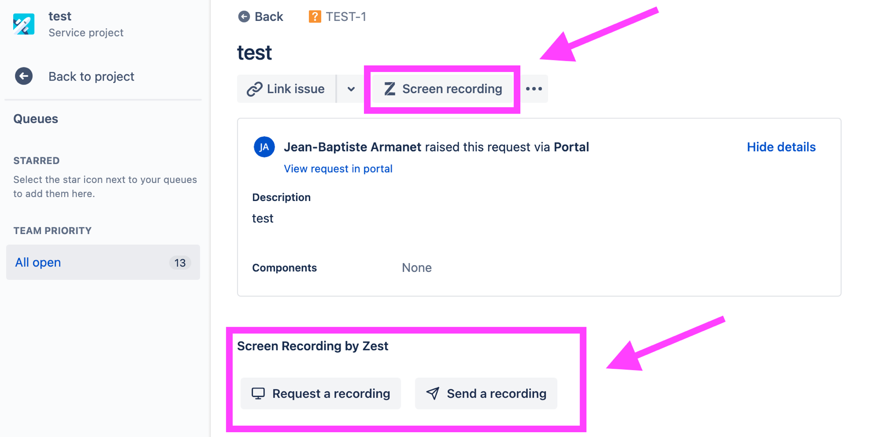 Agents can use Birdie to Request a recording or Send a recording