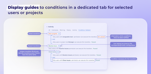 Displaying guides in a dedicated tab, visibility of which you can set for selected user groups or projects