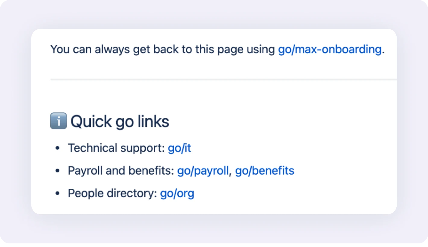 Share context with clickable go links