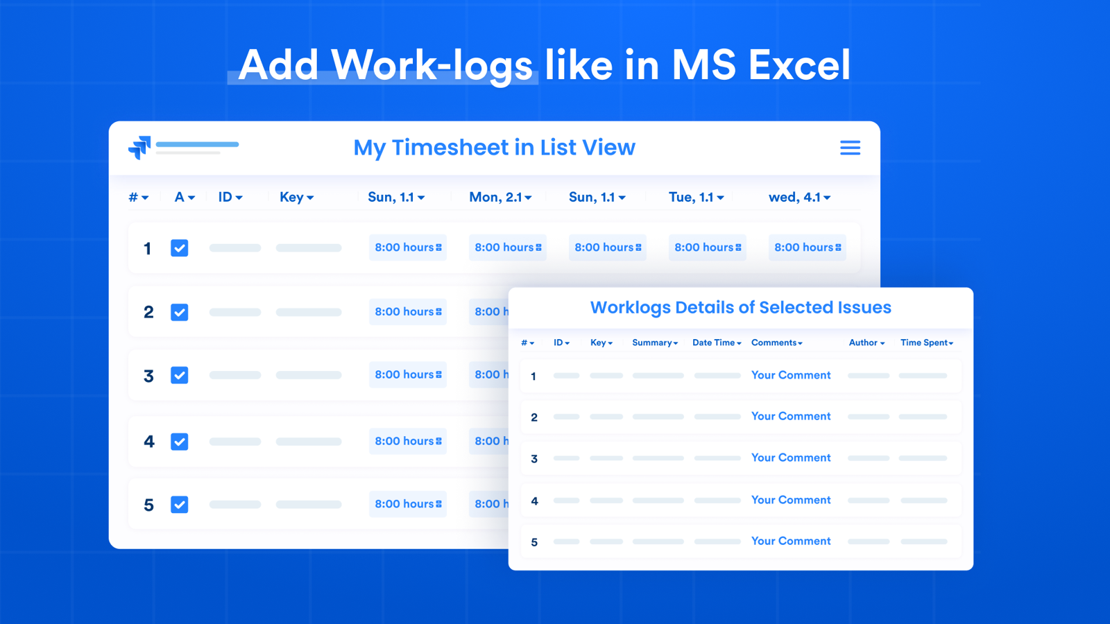 Add Work-logs like in MS Excel