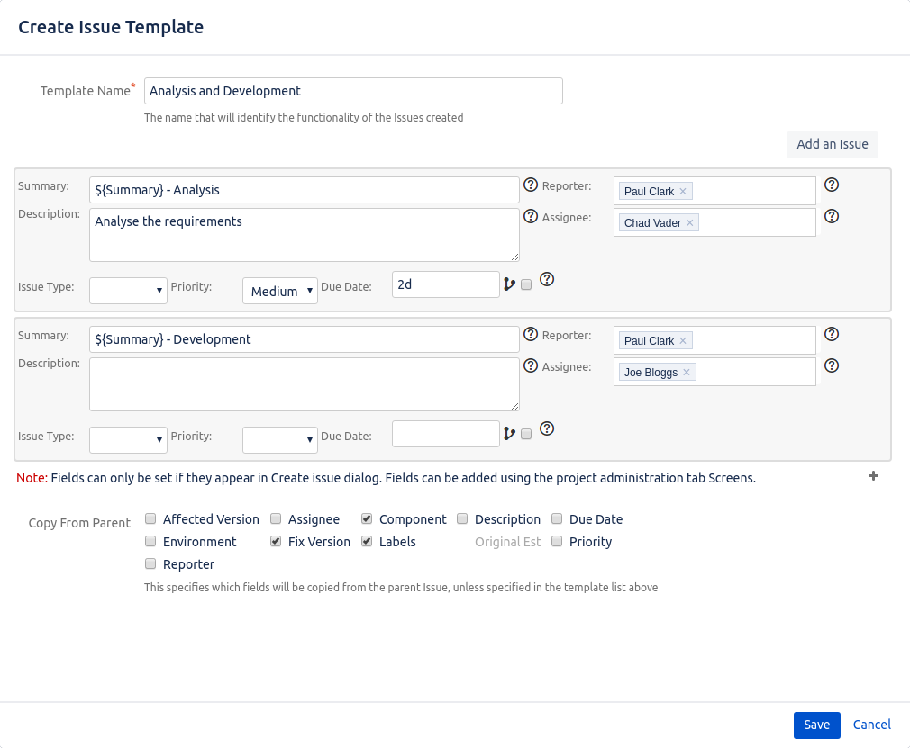 Creating/Editing a template