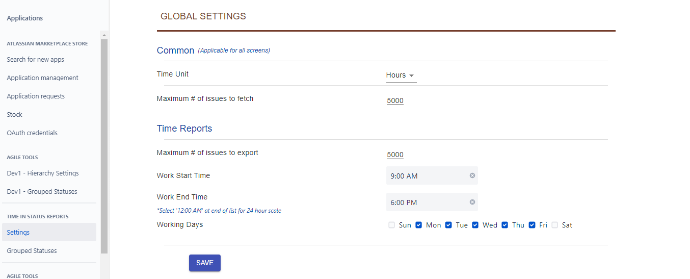 Calendar Settings
