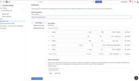 Admin configuration panel for catalog items