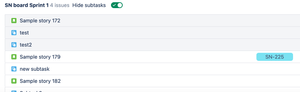 Show or hide subtasks on the sprints and backlog for increased visibility into the work to be done