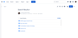 Search results macro output on a page