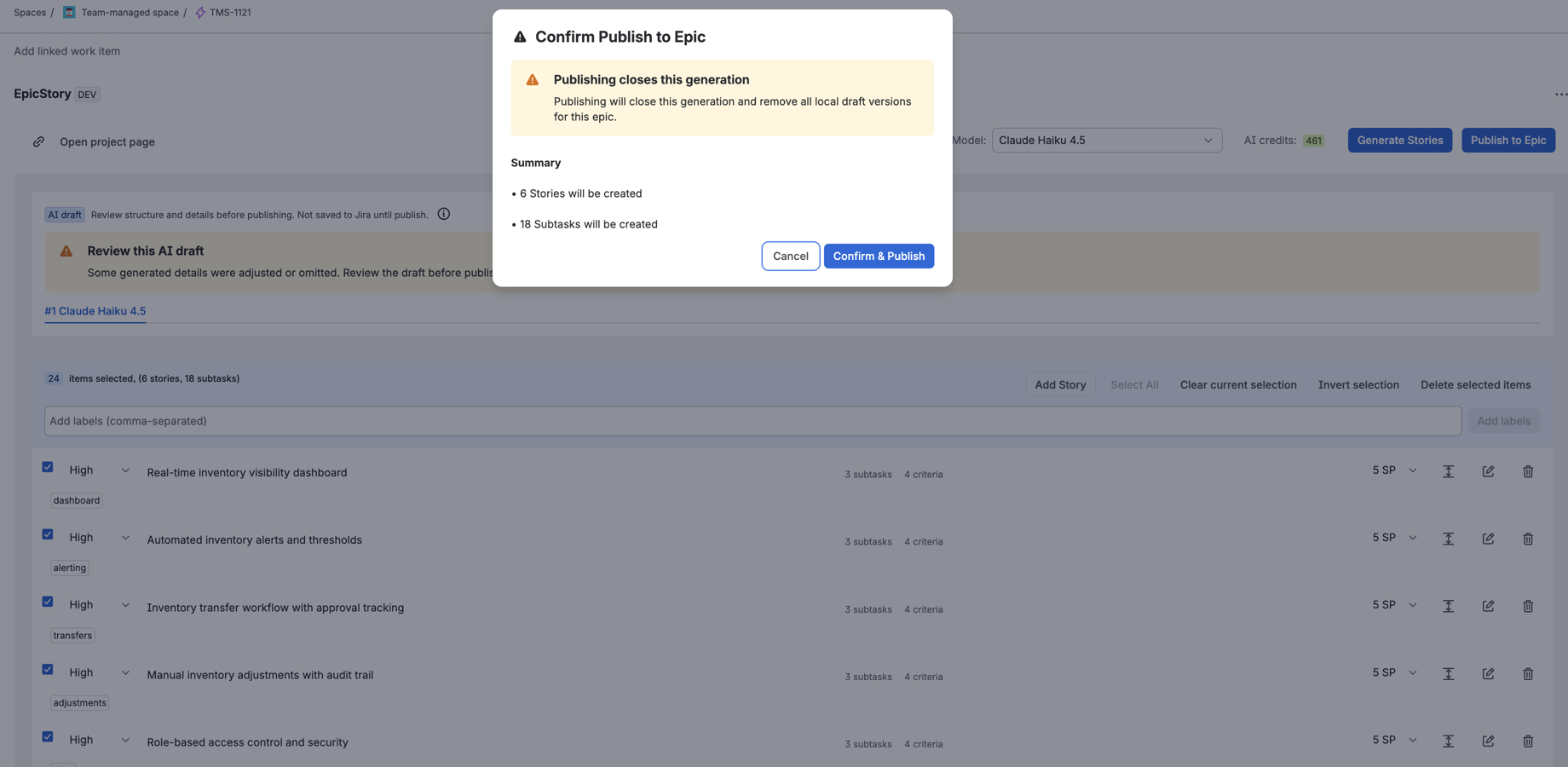 Async publish back to Jira
