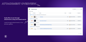 Easily filter & sort through attachments using text based search. Look through attachments in the preview gallery.