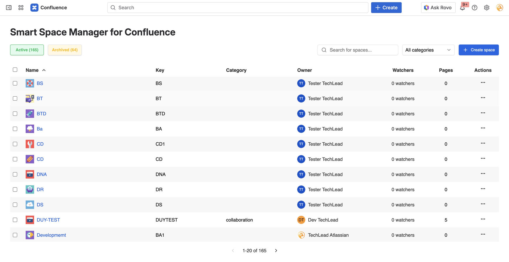 Intuitive interface to manage spaces at scale