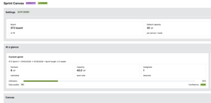 Sprint Canvas overview: set capacity and see demand vs capacity, utilization, and confidence at a glance.
