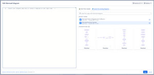 The editor allows searching for existing diagrams (on other Confluence pages).