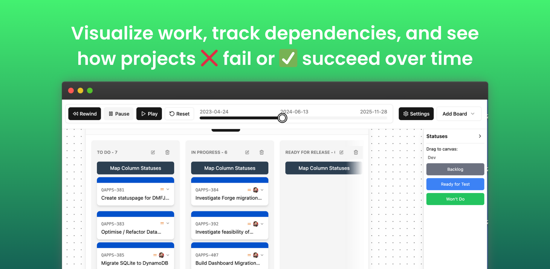timeline controls and work item replay