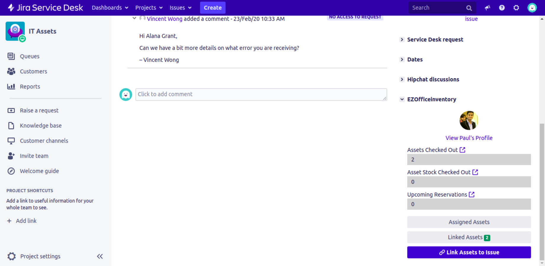 Have a Compact View of Assigned Assets