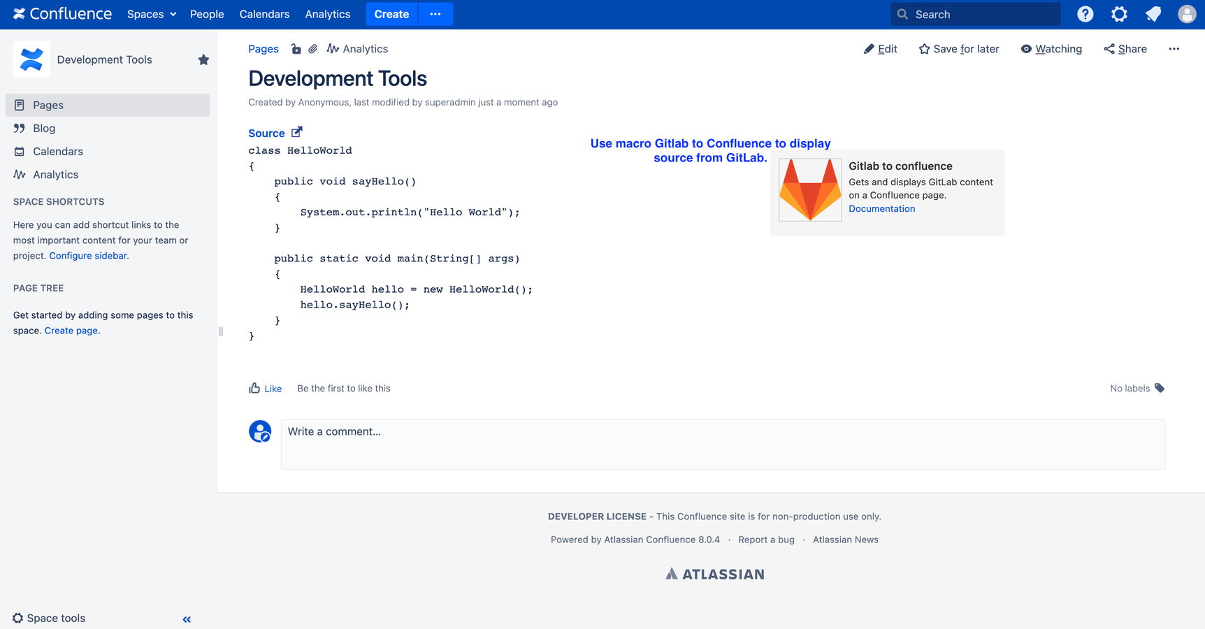 GitLab Source to Confluence Connector