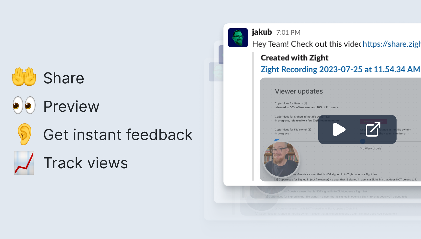 Example of sharing your screen recording in Slack