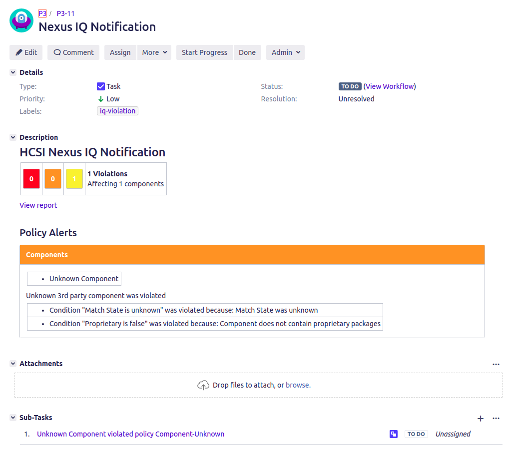 Receive your Nexus IQ policy violations in Jira