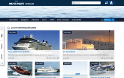 An example Linchpin customer dashboard with personalized news, navigation, tools and a custom theme. (Meyer Werft GmbH & Co. KG)