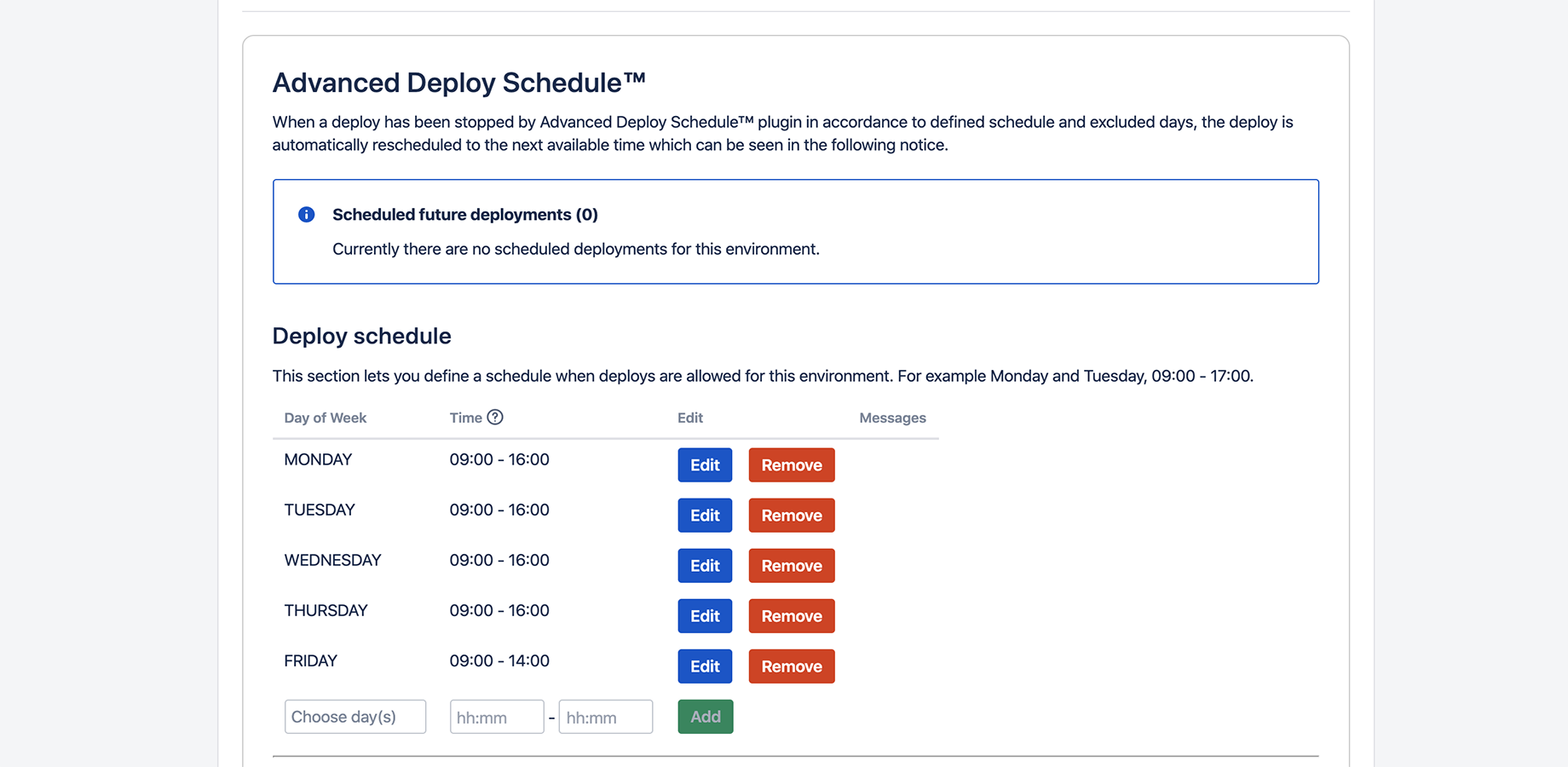 Define a schedule