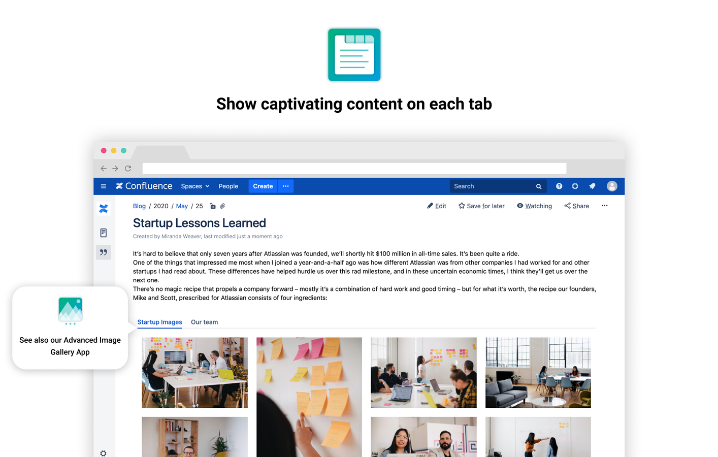 Show captivating content for each tab category