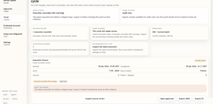 Proof and evidence remain available after cleanup for finance handoff or admin review.