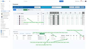 Manage work-logs with inline editing, quick comments, start-time selection, instant save actions, and one-click deletion directly from the dashboard.