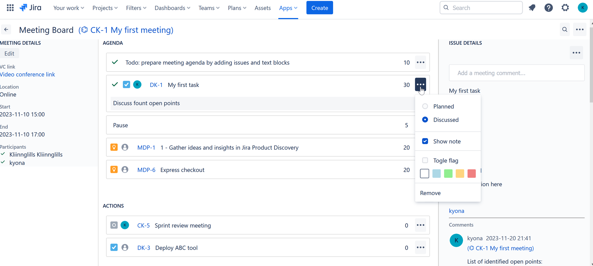 Setting up your meeting board