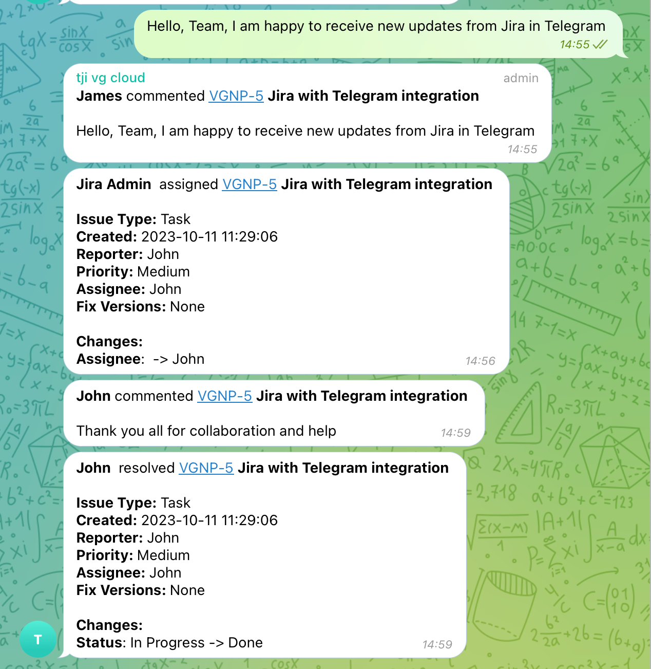 Instant notifications in Telegram chat