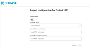 Xsquash project configuration screen