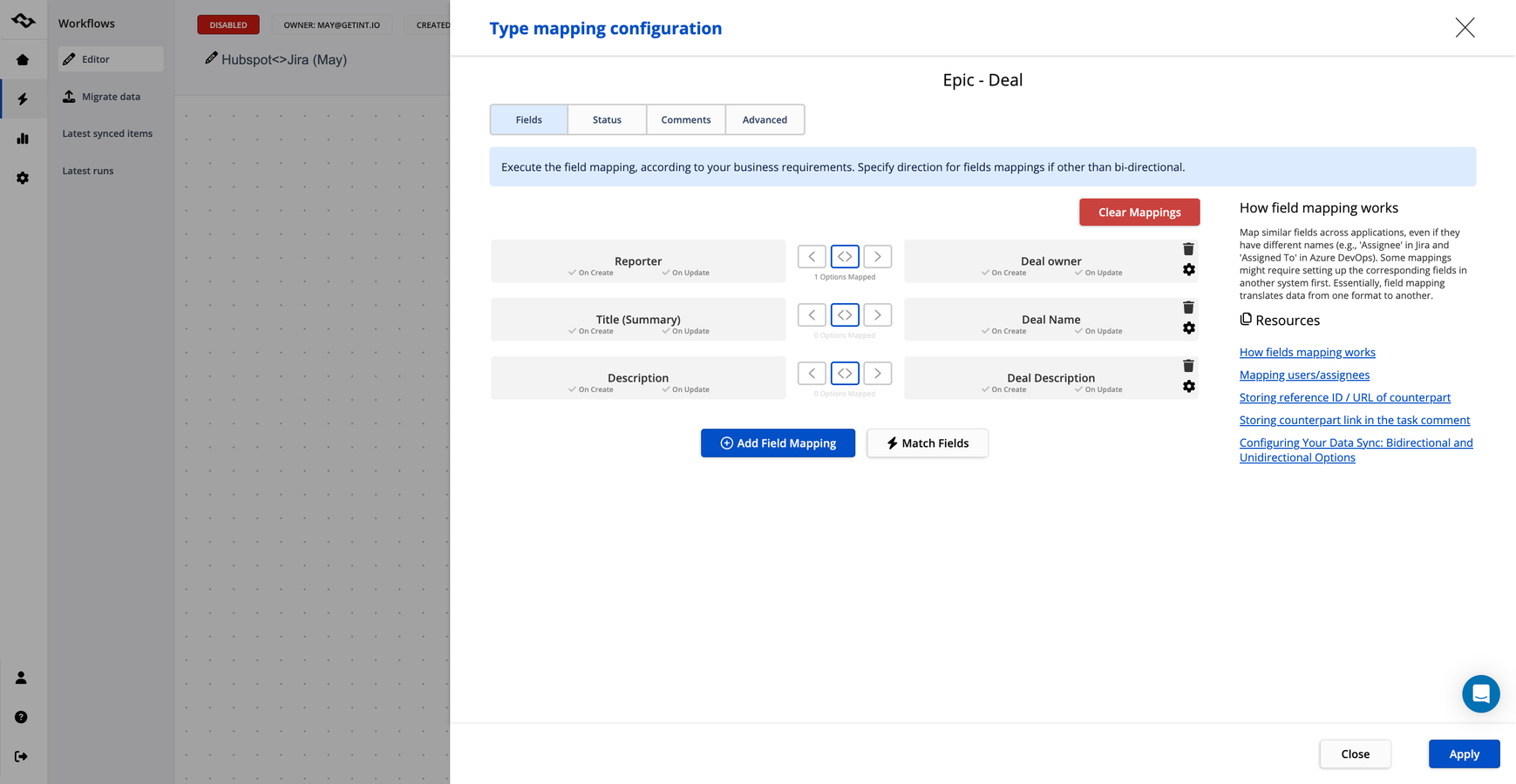 Connect customer data with Jira ticket