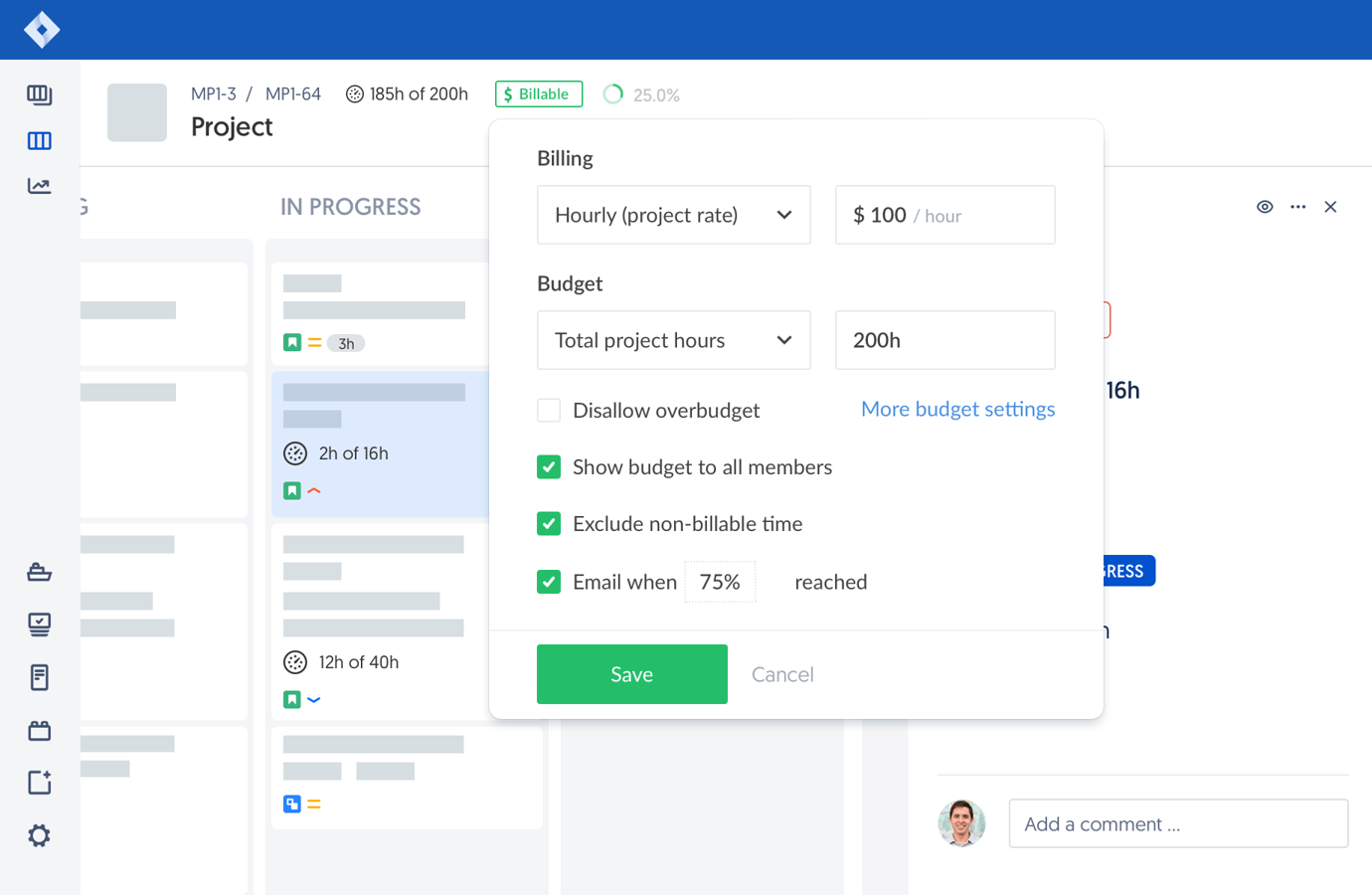 Project budget and billing