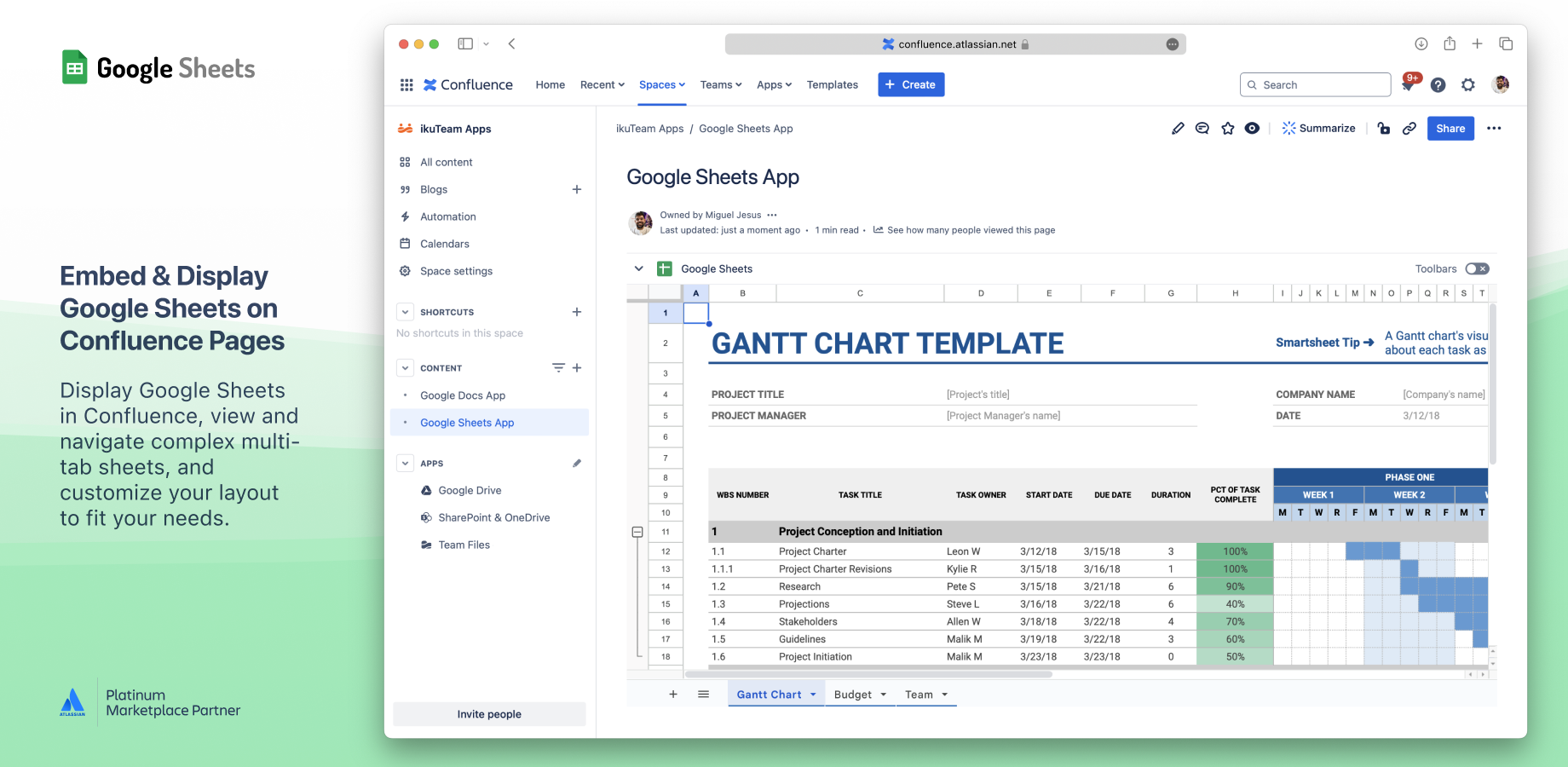 Embed & Display Google Sheets on Confluence Pages