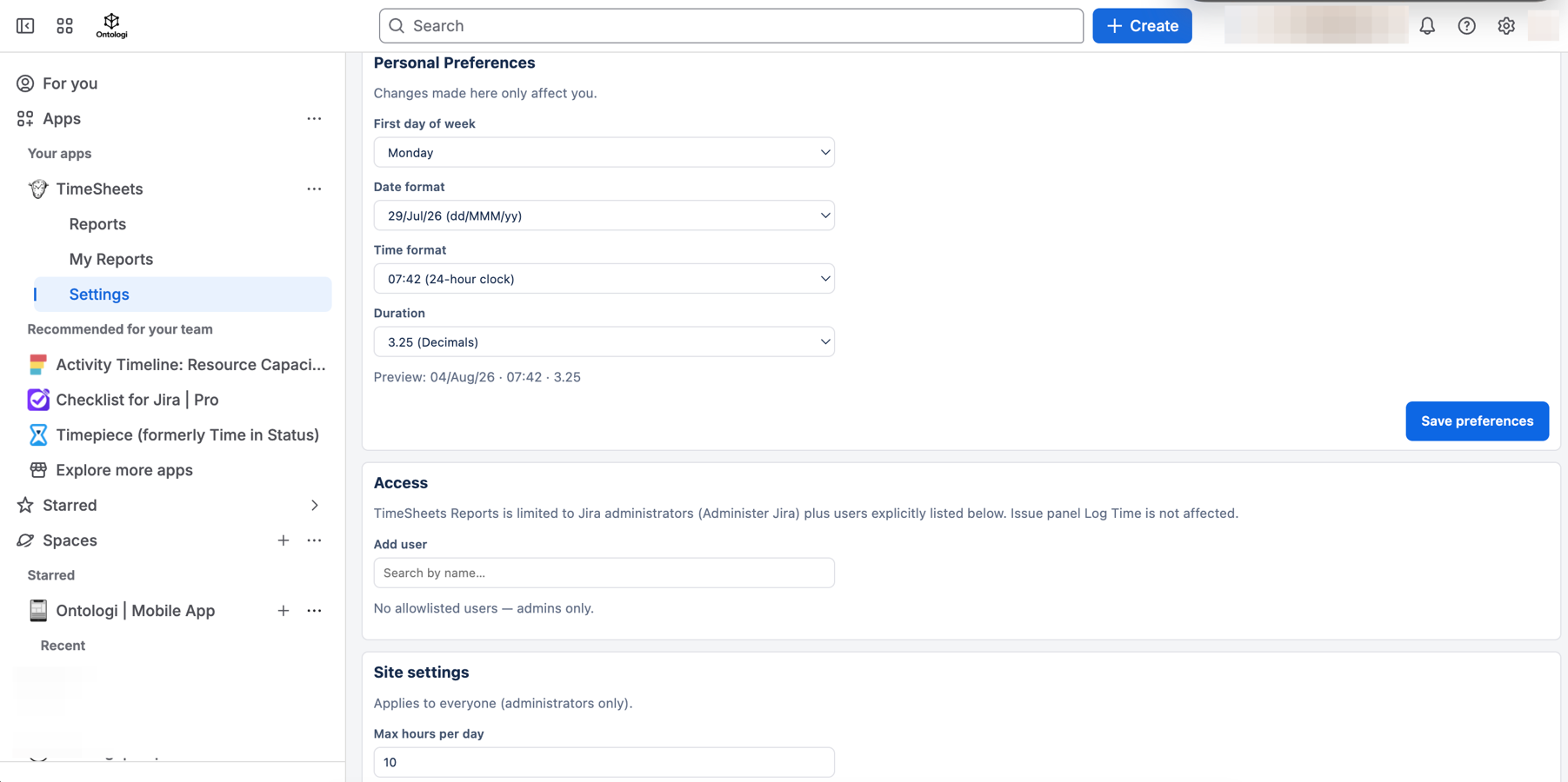 Customize personal preferences, permissions, and workspace-wide settings.