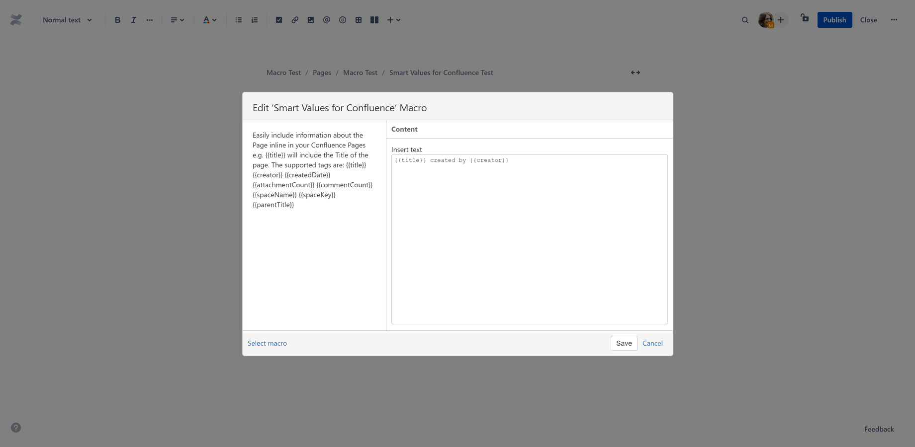 Include multiple values in one template